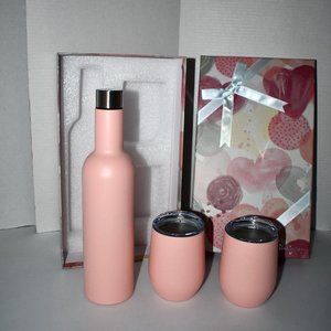 Thirty One Insulated Drink Gift Set in Light Pink – 2 Glasses, 1 Wine Bottle NWT